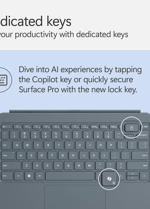 Microsoft Surface Pro Keyboard for Surface Pro 12" Device, Keyboard Only, Alcantara Material, Ocean