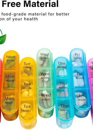 Daviky Pill Organizer 3 Times a Day, Daily Pill Box 7 Day, Weekly Cases Medicine Organizers to Hold Vitamins and Medication