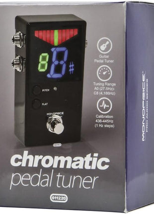 Monoprice Chromatic Pedal Tuner - Black, Normal & True-Bypass Outputs, Easy to Tune Your Bass & Guitars - Stage Right Series