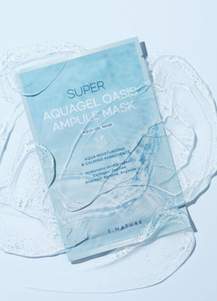 S.NATURE SUPER AQUAGEL OASIS AMPULE MASK | Hydrating, Soothing, Blemish Care | Hyaluronic Acid, Allantoin | Korean Face Mask (10 Count (Pack of 1)