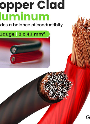 GEARit 8 Gauge Wire, for Automotive Power/Ground, Battery Cable, Car Audio, RV, Amp, CCA, Automotive Wire, Amp Kit, Battery Cables, Wiring Kit, (25 feet Each- Black/Red)