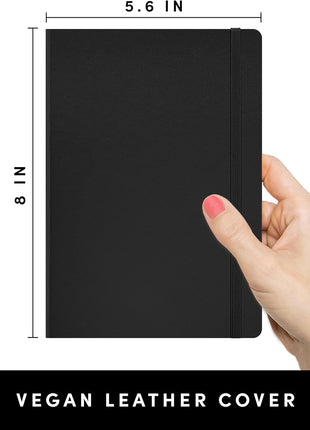 PAPERAGE Lined Journal Notebook, (Black), 160 Pages, Medium 5.6 in x 8 in - 100 GSM Thick Paper – Hardcover Journaling Notebook for Work, School & Note Taking