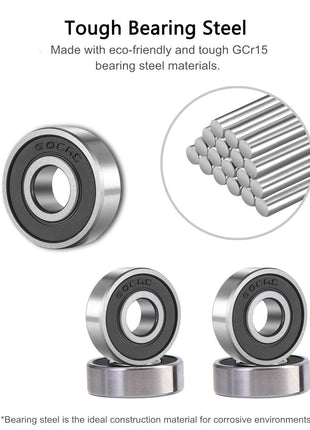 SHKI 20 Pcs 608 2RS Ball Bearings – Bearing Steel and Double Rubber Sealed Miniature Deep Groove Ball Bearings (8mm x 22mm x 7mm) (608 2RS)