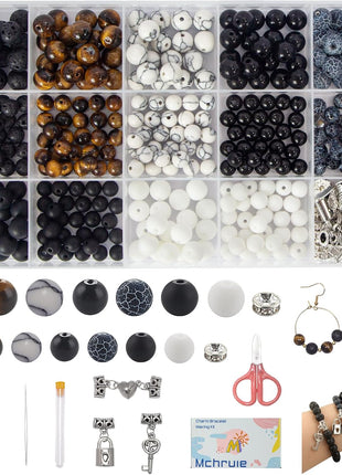 Mchruie Stone Beads for Jewelry Making, Charm Bracelet Making Kit, 450Pcs Beads for Bracelets Making Kit DIY Magnetic Bracelets for Couples Lovers