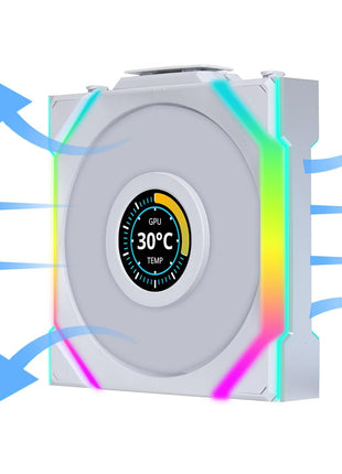 Lian Li UNI Fan SL LCD Wireless (Reverse Blade) 120mm ARGB Fan - Single Pack - 1.6" LCD - 2.4 GHz Wireless Signal for RGB & Control - Controller NOT Included & Required - White(12RSLLCD1W1W)
