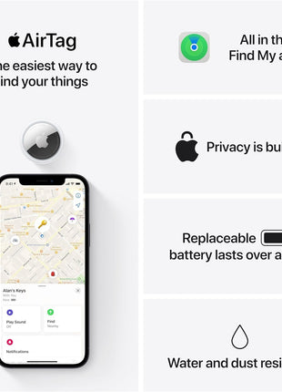 Apple AirTag (1st Generation) - 4 Pack. Keep Track of and find Your Keys, Wallet, Luggage, Backpack, and More. Simple one-tap Set up with iPhone or iPad, Bluetooth
