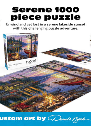 Buffalo Games - Darrell Bush Canoe Lake - 1000 Piece Puzzle for Adults | Made in USA, Perfect Snap Fit, Giftable, Frameable Art, Includes Poster, Recycled Board
