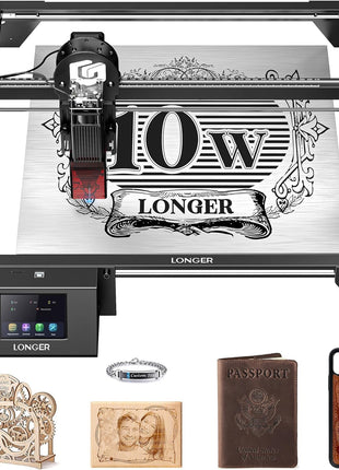 LONGER Laser Engraver Ray5 10W, 60W DIY Laser Cutter and Laser Engraving Machine with 3.5" Touch Screen,0.06mm Laser Spot 10000mm/min, Offline Usage CNC Laser Engravers for Wood Metal Acrylic Glass
