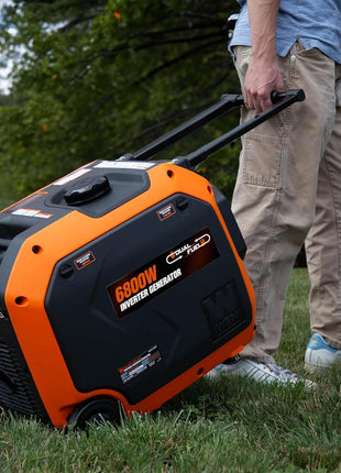 WEN 6800-Watt Dual Fuel RV-Ready Electric Start Portable Inverter Generator with Fuel Shut Off and CO Watchdog for Electric Vehicle Backup (DF680iX)
