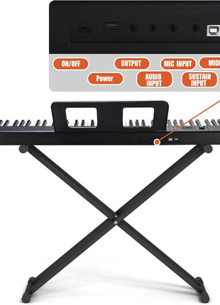 88 Key Digital Piano Electric Keyboard, 88 Key Keyboard Piano for for Beginner, with Power Adapter, Sustain Pedal, Stand, Bluetooth