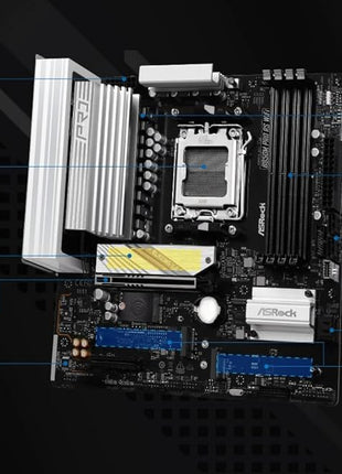 ASRock AMD B850M Pro RS WiFi 6E Socket AM5 Ryzen 9000, 8000 and 7000 Series DDR5 B850 up to 8000+ (OC) MHz 256GB Micro ATX Motherboard M.2 SATA3 6.0 Gb/s PCIe 5.0 Realtek 2.5G LAN BIOS Flashback