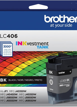 Brother Genuine LC406BK Standard Yield Black INKvestment Tank Ink Cartridge