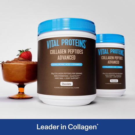 Vital Proteins Collagen Peptides Advanced, Hydrolyzed Peptides with Hyaluronic Acid and Vitamin C - Chocolate Flavor Powder, 24.7oz (Pack of 2)