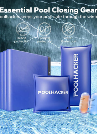 POOLHACKER 2025 Upgrade 24 ft Round Winter Pool Cover - 24ft Round Above Ground, 4 Foot Overlap Extra Thick 420D Pool Cover with Pulley and Cable