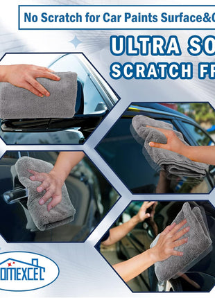 HOMEXCEL Professional Large Microfiber Car Drying Towels 2 Pack, Lint Free, Scratch Free, Highly Absorbent Drying Towel for Cars, SUVs, RVs, Trucks, and Boats,31 inch x 24 inch,Grey