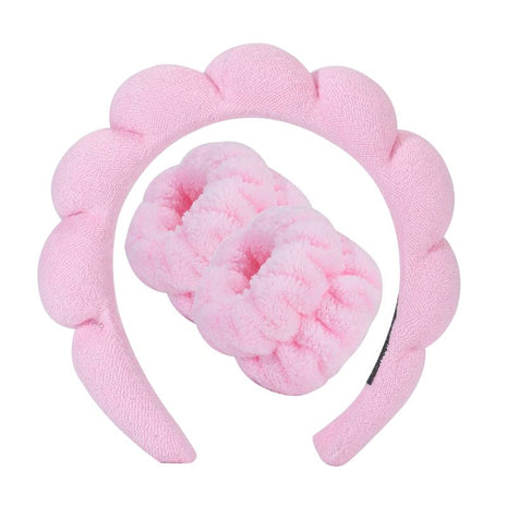 Soft Puffy Headband for Washing Face ・Terry Cloth Skincare & Makeup Removal Hair Band for Women & Girls | Non-Slip Bubble Spa Headbands for Facial, Exfoliating, Bath & Beauty Routine