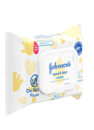 Johnson's Baby Disposable Hand & Face Cleansing Wipes, Pre-Moistened Wipes Gently Remove 99% of Germs & Dirt from Delicate Skin, Paraben-, Phthalate- & Alcohol-Free, Hypoallergenic, 25 Count