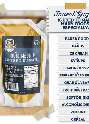 Fermentaholics Liquid Invert Sugar Syrup - Great For Fermentation, Baking, Sweetening, Candy Making, Ice Cream - 20 fl oz - Ferment Hard Seltzer - Inverted Sugar Syrup Resealable Easy Pour Spout (1)