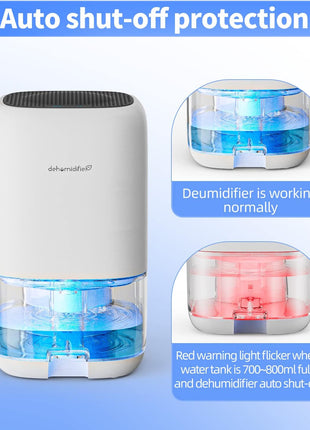 35 OZ Dehumidifier for Bedroom RV, Quiet with Auto Shut Off, White | 280 Sq.Ft Small Dehumidifiers for Home Bathroom Closet, 7 Color Light, 28dB Ultra Quiet, 35OZ Water Tank