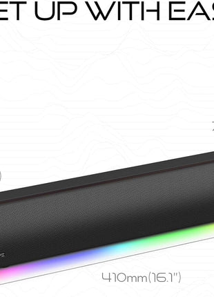 Sound Blaster GS3 Compact RGB Gaming Soundbar with SuperWide Technology, Powered via USB, Bluetooth 5.4, Headphone-Out Port, for PC and Mac