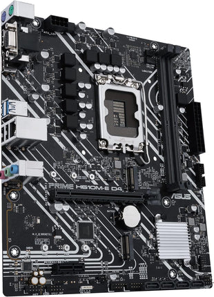 Asus Prime H610M-E D4-CSM Desktop Motherboard - Intel H610 Chipset - Socket LGA-1700 - Pentium Gold, Celeron, Core i5, Core i9, Core i3, Core i7 Processor Supported - 64 GB DDR4 SDRAM Maximum RAM - DI