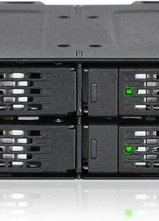 ICY DOCK 4 Bay 2.5 NVMe U.2/U.3 SSD PCIe 4.0 Rugged Mobile Rack Enclosure for 5.25" Bay (4 x Mini-SAS HD) | ToughArmor MB699VP-B