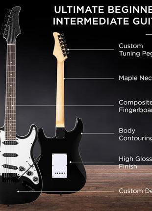 Best Choice Products 39in Full Size Beginner Electric Guitar Starter Kit w/Case, Strap, 10W Amp, Strings, Pick, Tremolo Bar   Jet Black