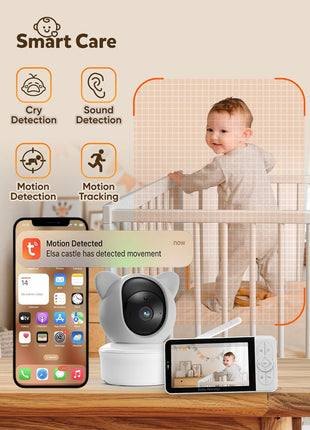 iFamily WiFi Baby Monitor with App – Smartphone Baby Monitor with 5inch HD Monitor & 2K Camera, Night Vision, 2-Way Talk, Motion Tracking&Alerts, Temp Sensor, Lullabies,Secure WiFi Lock