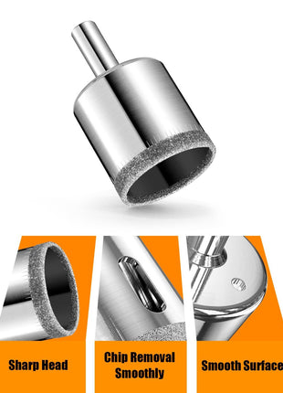 Diamond Drill Bits Set, 10 PCS Diamond Hole Saw Set, Glass Drill Bit for Ceramic Tile Porcelain Marble Granite Stone Bottles