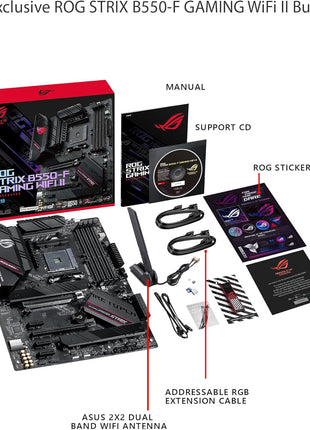 Asus ROG Strix B550-F Gaming WiFi II AMD AM4 (3rd Gen Ryzen) ATX Gaming Motherboard (PCIe 4.0,WiFi 6E, 2.5Gb LAN, BIOS Flashback, HDMI 2.1, Addressable Gen 2 RGB Header and Aura Sync)