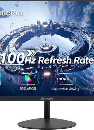 ArcticPro 22 inch 100Hz Monitor, Full HD (1920 x 1080p) Computer Monitor, 105% sRGB, 3000:1 Contrast, 3-Sided Frameless, Ultra Slim, VESA, LowBlue Mode, Tilt Adjust, HDMI *1, VGA*1