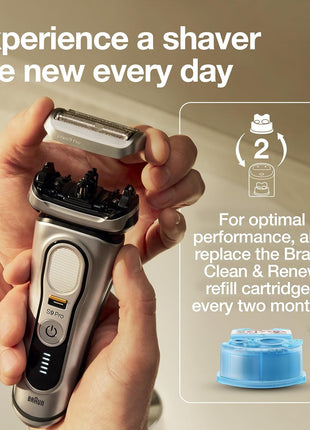 Braun Shaver Head Replacement Part 94M Silver, Compatible with Series 9 Pro and Series 9 Electric Razors for Men
