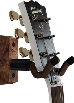 String Swing CC01K-BW Guitar Hanger and Guitar Wall Mount Bracket Holder for Acoustic and Electric Guitars Black Walnut