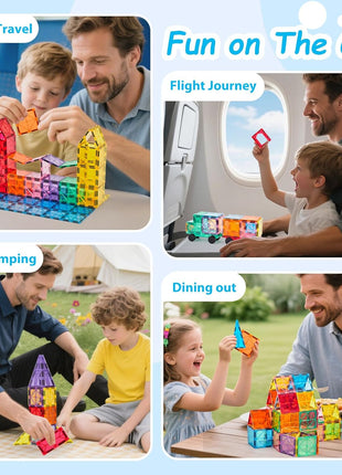 Anbalulu 134PCS Magnetic Building Tiles: Durable STEM Toys with Strong Magnets for Kids, Educational Building Blocks for Group Play Activities | Gift for Boys Girls 3+