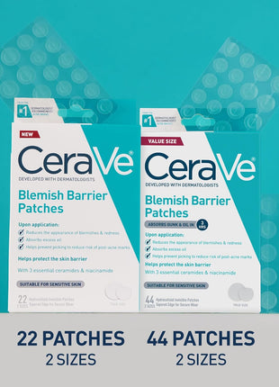 CeraVe Hydrocolloid Blemish Patches, Pimple Patches for Face, 22ct | Absorbs Oil with Niacinamide and Ceramides, Ultra-Thin Acne Patches That Blend Into All Skin Tones, For Sensitive Skin