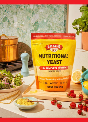 Bragg Premium Nutritional Yeast Seasoning - Vegan, Gluten Free – Good Source of Protein & Vitamins – Nutritious Savory Parmesan Cheese Substitute (Original, 12 Ounce (Pack of 1))