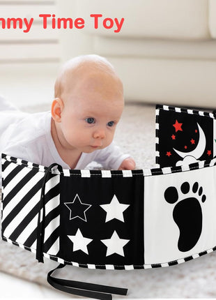 URMYWO Black and White Baby Toy, Tummy Time High Contrast Newborn Toys | Visual Stimulation Soft Baby Book, Brain Development Montessori Sensory Infant Mirror Toy 0-6-12 Months, Boy Girl Shower Gift