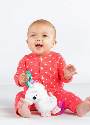 Bright Starts Unicorn Sparkle & Shine Plush Take-Along Stroller or Carrier Toy, Ages 0 Month+, Pink