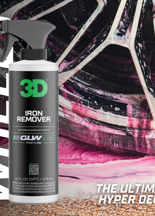 3D GLW Series Iron Remover – Fast Acting Fallout & Brake Dust Cleaner | pH Balanced Wheel & Paint Decontamination | DIY Detailing Spray | Made in USA |64 oz