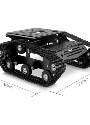 Smart Robot Car Chassis Kit Full Metal Big Tank Chassis with 2WD Motors for Arduino Raspberry Pi Jetson Python DIY Smart Car Learning Kit(Black, with DC Motor)
