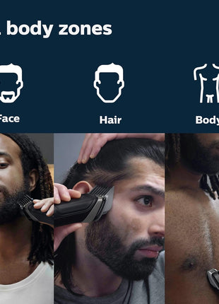 Philips Norelco Multigroom 5000 Series, All-in-One Trimmer and Hair Clipper, 18-Piece Men's Grooming Kit for Beard, Face, Hair, Body and Intimate Areas, No Blade Oil Needed, Model MG5910/49