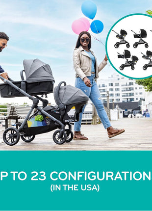 Evenflo Pivot Xpand Modular Travel System with LiteMax Infant Car Seat (Ayrshire Black)