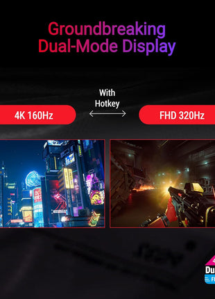 ASUS ROG Strix 27 inch 4K HDR USB-C Gaming Monitor (XG27UCG-W) White, UHD (3840x2160) Dual Mode (4K 160Hz or FHD 320Hz), 1ms, Fast IPS, ELMB Sync, G-SYNC Compatible, AI Gaming, 3yr Warranty