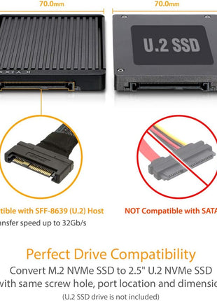 ICY DOCK M.2 PCIe 3.0/4.0 NVMe SSD to 2.5" U.2 SSD Converter / Mounting Adapter with Heatsink | EZConvert MB705M2P-B