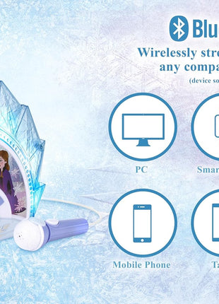 eKids Disney Frozen Karaoke Microphone with Bluetooth Speaker for Fans of Disney Toys, Kids Karaoke Machine with Built in Music