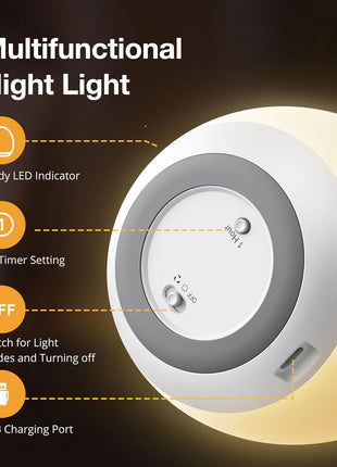 Night Light for Kids, Baby Night Light with 7 Colors Changing Mode & Stepless Dimming, Nursery Night Light BPA Free,Rechargeable Egg Night Light for Breastfeeding 1h Timer & Touch Control