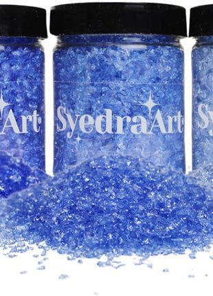 Syedra Broken Crushed Glass Glitter 1-3mm Set of 3,Crushed Glass for Crafts Epoxy Resin Craft Supplies Nail Art DIY 1LB (Blue)