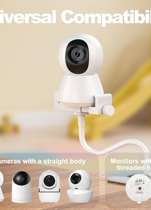 Baby Monitor Mount - Universal Adjustable Monitor Flex Stand for Hello Baby, Nanit Pro, Infant Optics, VTech & Most Baby Monitors - Detachable Arm Camera Clip Mount with Cute Stickers for Crib