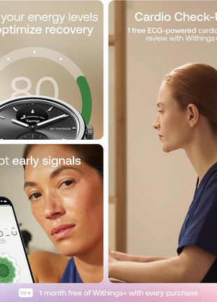WITHINGS ScanWatch 2 - Hybrid Smart Watch, Heart Rate Monitoring, Fitness Tracker, Cycle Tracker, Sleep Monitoring, GPS Tracker, 30-Day Battery Life, Android & Apple Compatible, HSA/FSA