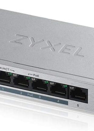 Zyxel 5-Port PoE Switch | Web Managed Gigabit Network Ethernet Splitter | 5X GbE Ports (4X PoE+ with 68W Budget) | QoS, Link Aggregation, VLAN, IGMP Snooping | Fanless | Desktop | GS1200-5HPv3